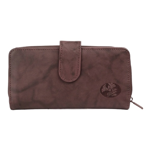 Julia Buxton Heiress RFID-Blocking Leather Checkbook Wallet in Brown NWOT - Picture 1 of 5